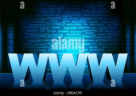 illustration of www text on technology typography background Stock Vector