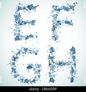alphabet water drop EFGH, this  illustration may be useful  as designer work Stock Vector
