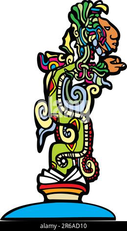 Vision serpent derived from traditional mayan temple imagery. Stock Vector