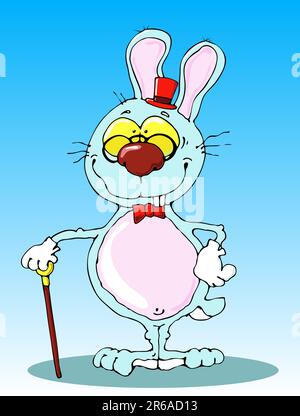 rabbit in a hat, sunglasses and a cane Stock Vector