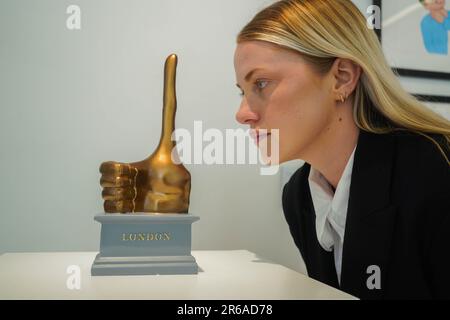 London, UK.. 8 June 2023 . David Shrigley Really Good 2016 Cast polistone multiple painted in colours Estimate £800 - 1,200 . Press preview of David Shrigley on line auction of limited edition prints  at Phillips. The sale takes place from 7-14 June. Credit: amer ghazzal/Alamy Live News Stock Photo