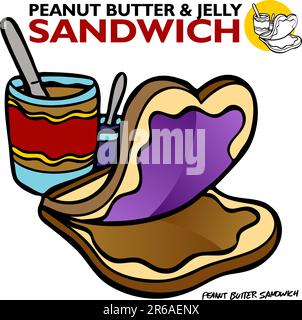 An image of a Peanut Butter Jelly Sandwich. Stock Vector