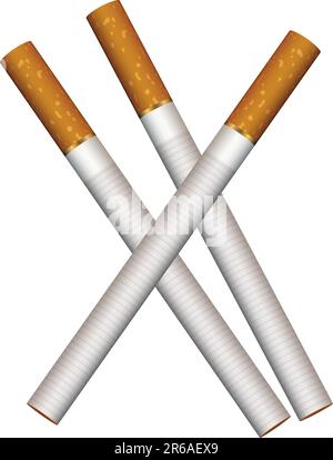 Vector illustration of three cigarettes on a white background Stock Vector