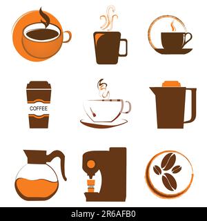 illustration of set of coffee icon Stock Vector