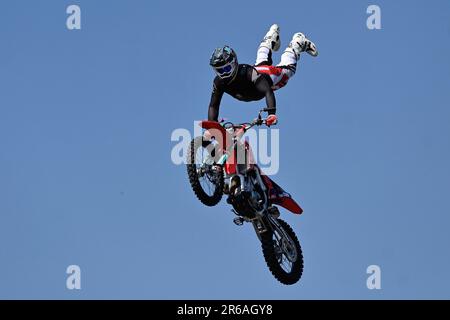 FMX Freestylers in Action Stock Photo