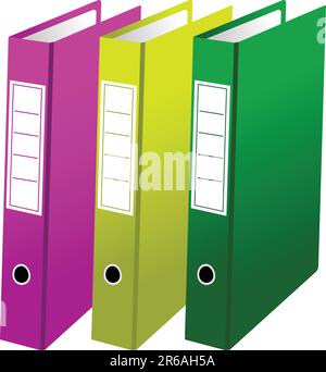 Vector illustration of three office folders are isolated on white background Stock Vector