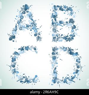 alphabet water drop ABCD, this  illustration may be useful  as designer work Stock Vector