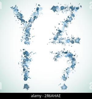 alphabet water drop YZ!?, this  illustration may be useful  as designer work Stock Vector