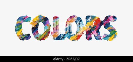 colors, word made of multicolored brush strokes, uppercase letters, 3d rendering Stock Photo