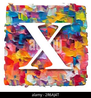 white letter on multicolored background made of acrylic paint, brush stroke, 3d render Stock Photo