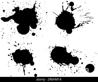 4 Black Splats - Background is transparent so they can be overlayed on other Illustrations or Images. Stock Vector