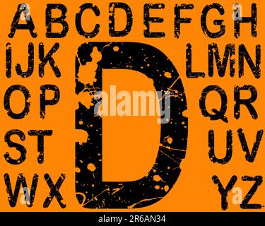 Acid Etched Font -  26 Individual Vector Letters (Acid etching is transparent so the letters can be overlaid on other graphics ) Stock Vector