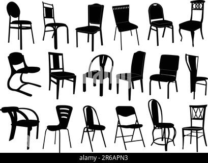big collection of chairs silhouettes - vector Stock Vector