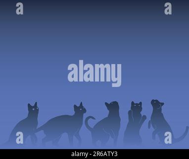 Vector background design of inquisitive cats Stock Vector