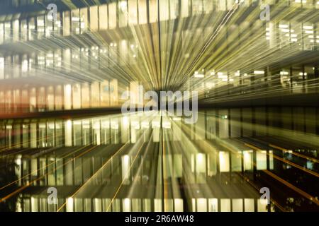 Abstract of zoomed light from office windows in an office block in the City of London Stock Photo