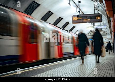 London Underground train- motion blurred Stock Photo