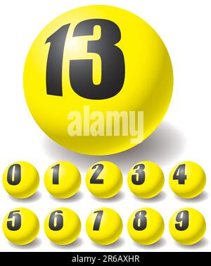 Numeric yellow balls. Design elements. Vector illustration. Stock Vector