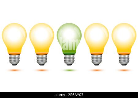 illustration of global warming  with electric bulbs on white background Stock Vector