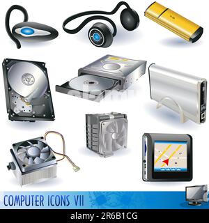A collection of variety of computer icons isolated on white background. Stock Vector