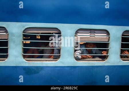 India, new Delhi - March 26, 2018: Indian Railways. Stations, trains, platforms and passengers Stock Photo