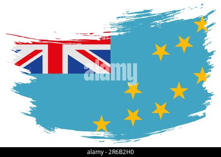Tuvalu brush stroke flag vector background. Hand drawn grunge style Ellice Islands painted isolated banner. Stock Vector