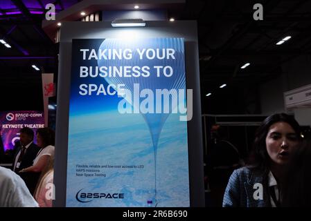 stand at Space-Comm Expo 2023 space technology event in the Farnborough ...