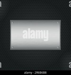 Brushed metal texture on a perforated black background Stock Vector
