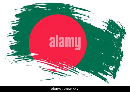 Bangladesh brush stroke flag vector background. Hand drawn grunge style Bangladeshi painted isolated banner. Stock Vector