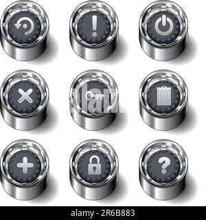Computer desktop application icons on modern rubber vector button set Stock Vector