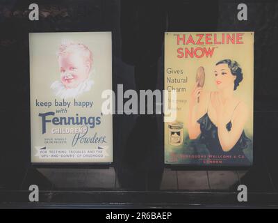 Posters in Victorian Chemist, Science Museum, London, England, UK, GB. Stock Photo