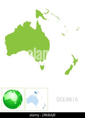 Oceania map and icon on white background Stock Vector