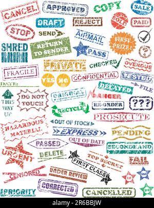 Selection of vector rubber stamps with grunge Stock Vector