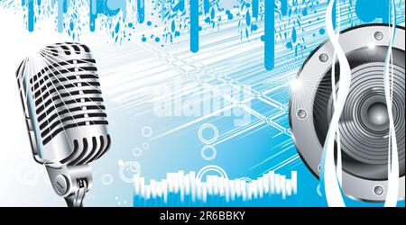Abstract Music Background With Old microphone Stock Vector