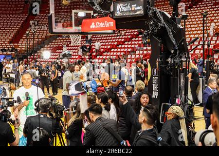 DeAndre Jordan of Denver Nuggets during warm ups before Game 3 of NBA Finals 2023 between Denver Nuggets and Miami Heat Stock Photo