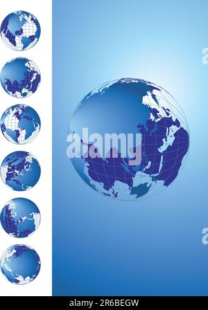 World map, 3D globe series Stock Vector