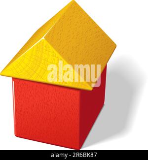 Photo-realistic vector illustration of a house built with two toy blocks. Multi-layered for editing. Stock Vector