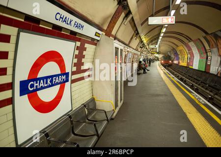 LONDON- MARCH 21, 2023: Chalk Farm Underground Station, a Northern Line station in borough of Camden, north London Stock Photo