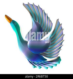 3d duck in flying position Stock Photo