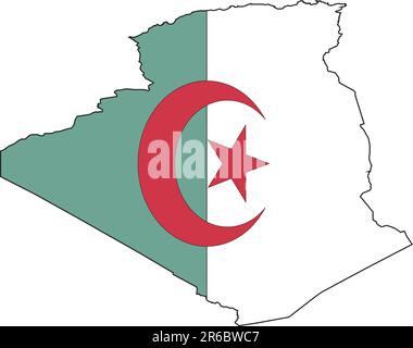 Illustration Vector of a Map and Flag from Algeria Stock Vector