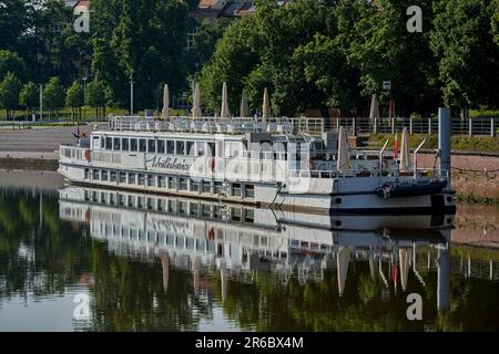 cruising boat on Odra River Wroclaw Lower Silesia Poland Stock Photo