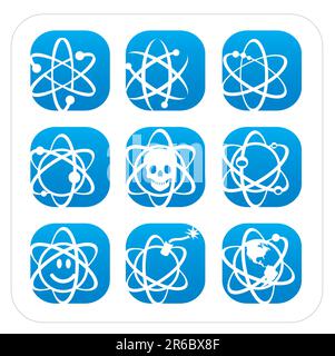 Atomic Icon Collection with various symbols. Easy-edit file. Stock Vector
