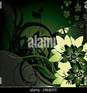 The abstract butterfly symbolising summer against a vegetative ornament Stock Vector