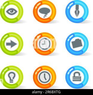 Stylish colorful gel Icons with device symbols; easy edit layered files. Stock Vector