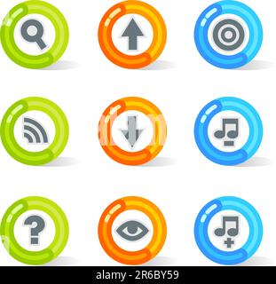 Stylish colorful gel Icons with device symbols; easy edit layered files. Stock Vector