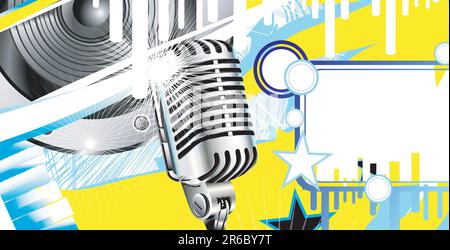 Abstract Music Background With Old microphone Stock Vector