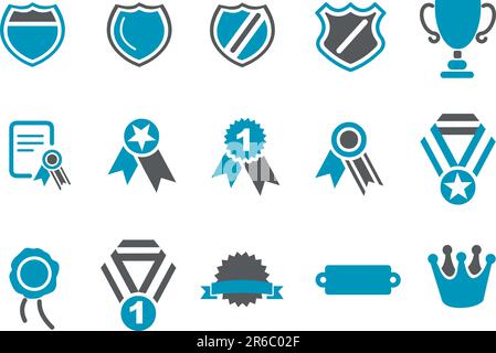 Vector icons pack - Blue Series, badges collection Stock Vector