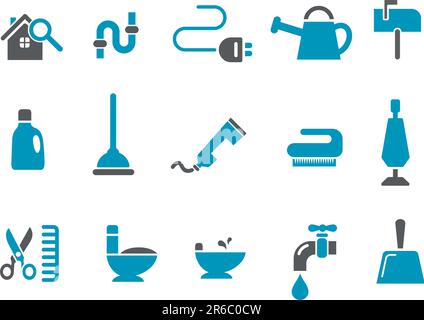 Vector icons pack - Blue Series, house collection Stock Vector