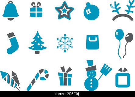Vector icons pack - Blue Series, Xmas collection Stock Vector