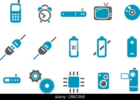 Vector icons pack - Blue Series, electronic collection Stock Vector