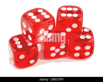 5 Dice all showing Sixes (Vector Illustration Stock Vector